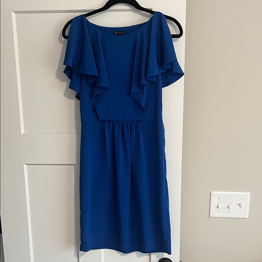 New Directions Ruffle Sleeve Blue Dress